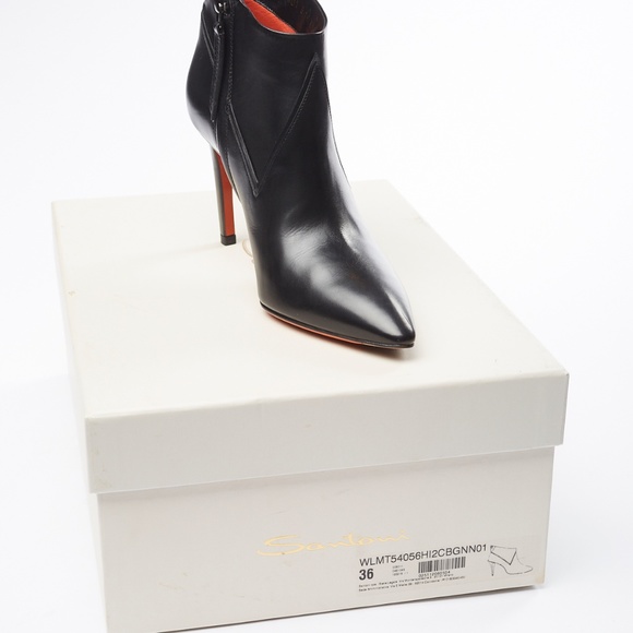 🆕NWT Santoni Black Leather High Heel Dress Boot - Picture 8 of 9